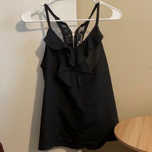 Black ruffled tank top blouse